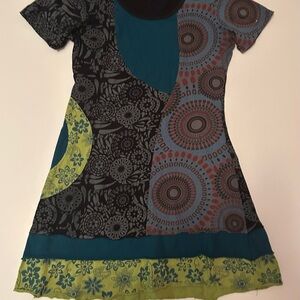 Lunieva Multi colored short Cotton Dress Size S